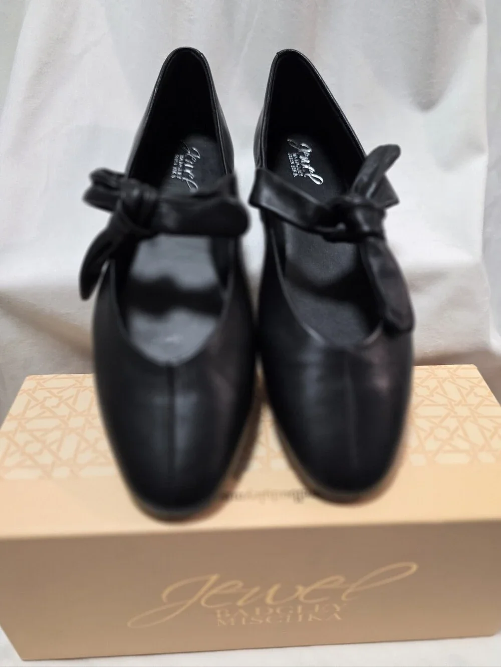 Jewel Badgley Mischka Taylore Black Mary Jane Bow Ballet Flats Women's